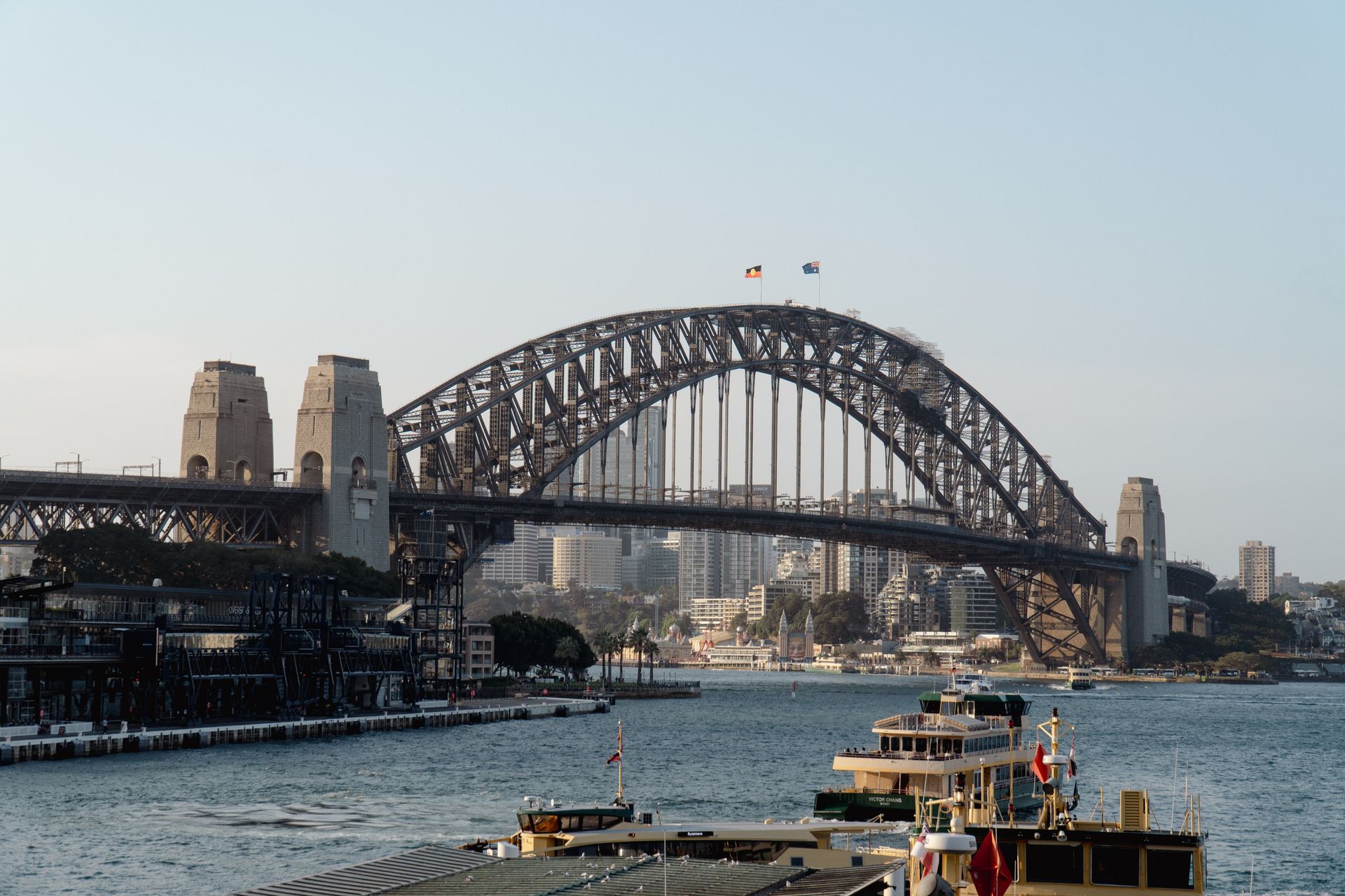 Sydney harbour skyline with residential apartment towers
